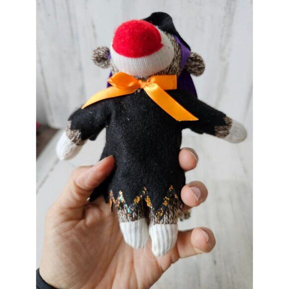 Pier 1 witch sock monkey Halloween ornament decor rare stuffed - Picture 9 of 9